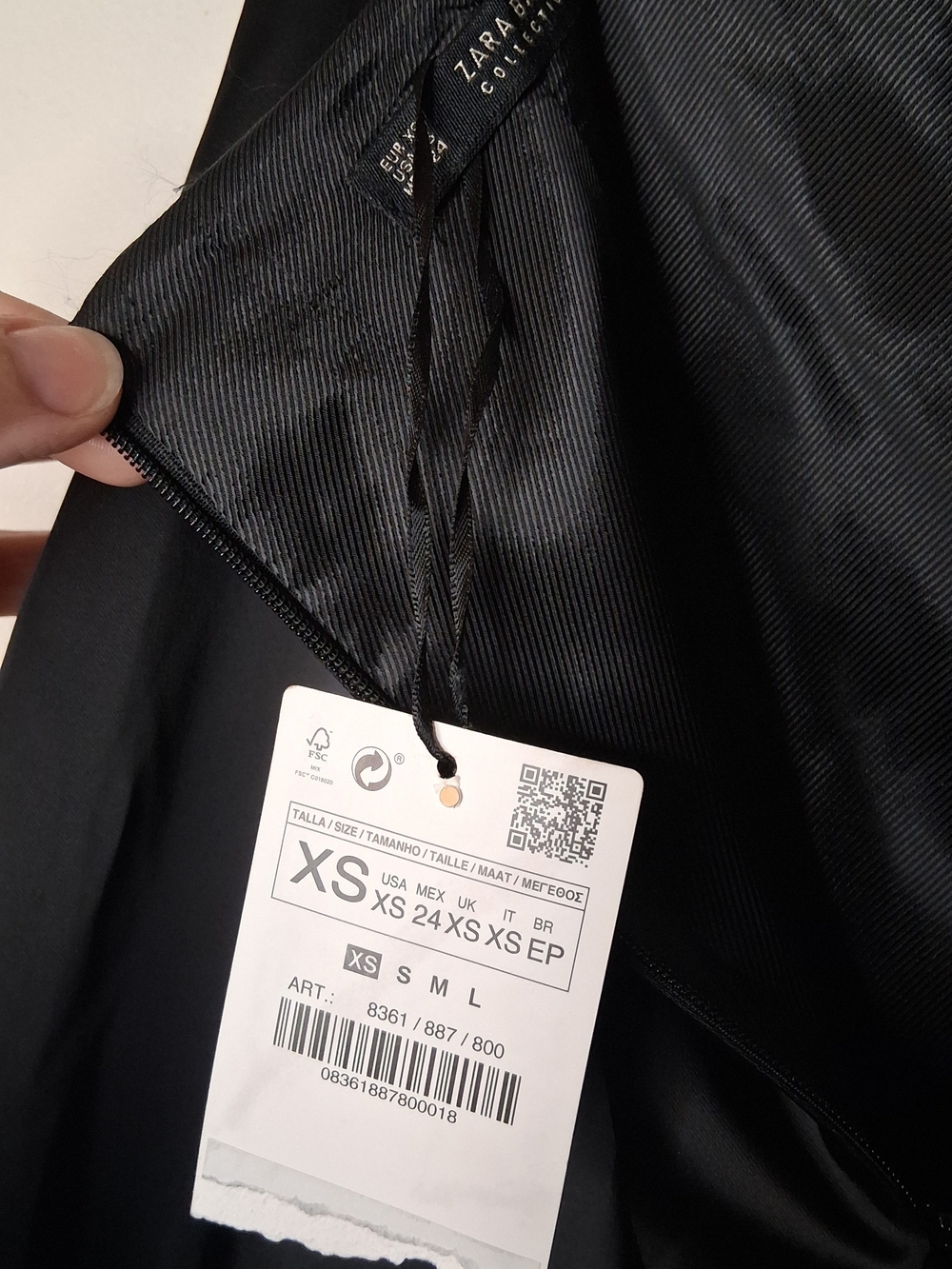 Zara Black Satin Asymmetrical Ruffle Skirt NWT XS - Picture 5 of 5